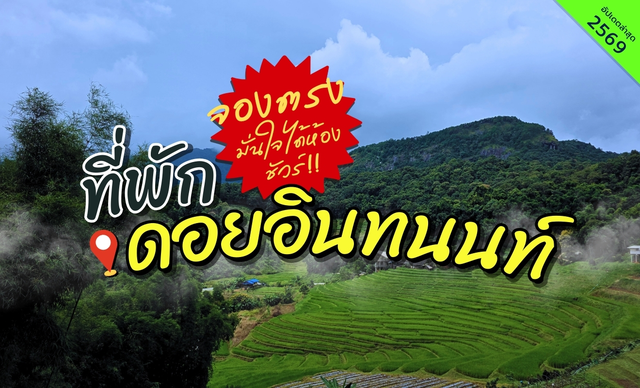 ที่พักดอยอินทนนท์ เชียงใหม่ วิวนาขั้นบันไดและภูเขาธรรมชาติ ในอุทยานแห่งชาติดอยอินทนนท์